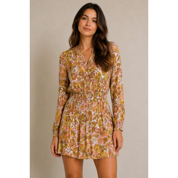 Sisstrevolution Dresses & Skirts - Retro 70s Boho Floral Mini Dress Smocked Waist Cottagecore Small